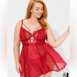 Diamante Lace Underwire Babydoll